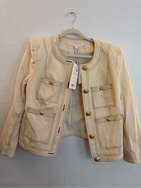 Veronica Beard Ecru Ferazia denim gold button blazer NWT size 10 $598